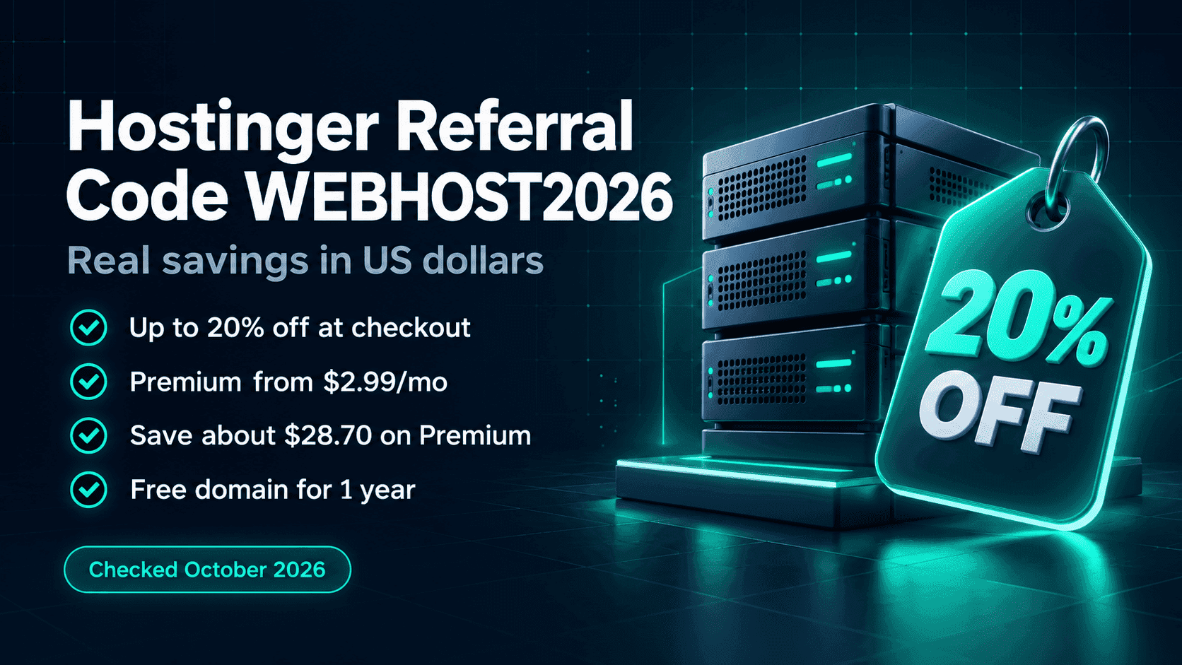 Hostinger Referral Code WEBHOST2026: Real USD Savings 2026